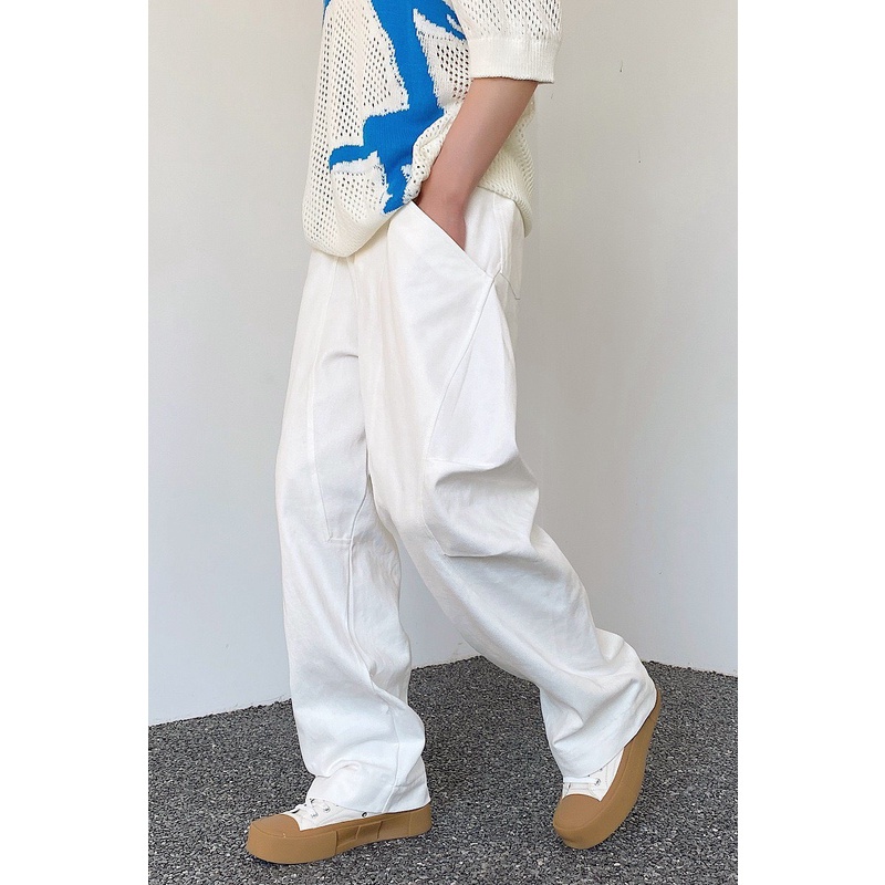 Quần kaki MAY ống rộng, cạp cao form nam nữ - Hàng thiết kế zoozoo.unisex