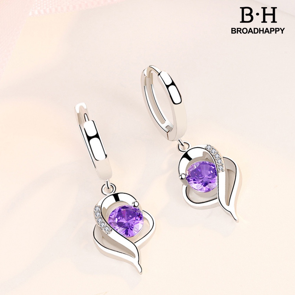 Bông Tai Hình Trái Tim Đính Đá Thời Trang Dành Cho Nữ