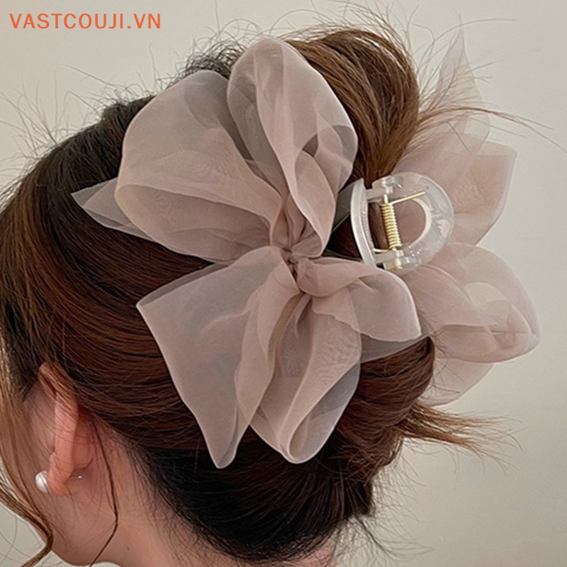 Kẹp Tóc Đính Nơ Lưới Thời Trang Nữ Tính