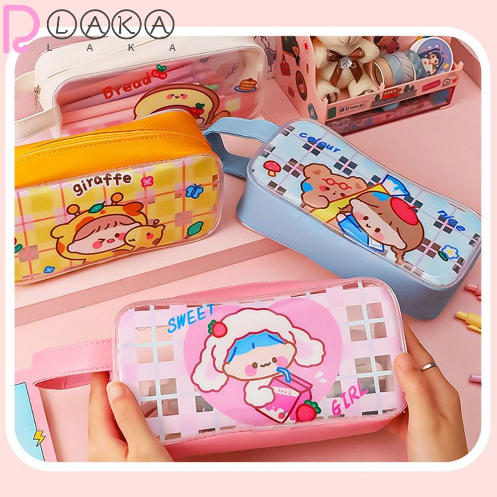 LAKAMIER Túi Đựng Bút Đa Năng Trong Suốt Họa Tiết Hoạt Hình Xinh Xắn