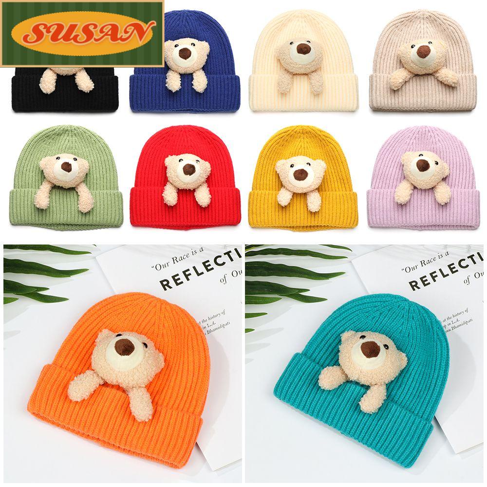 SUSANS Mũ Bảo Vệ Tai Họa Tiết Gấu Hoạt Hình Giữ Ấm Mùa Đông