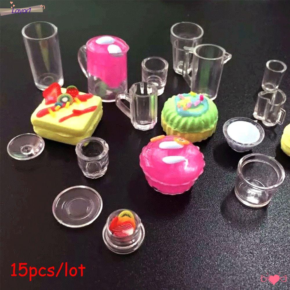 LAYOR1 Bộ 15 Ly Chén Dĩa Trang Trí Nhà Búp Bê Tỉ Lệ 1: 12