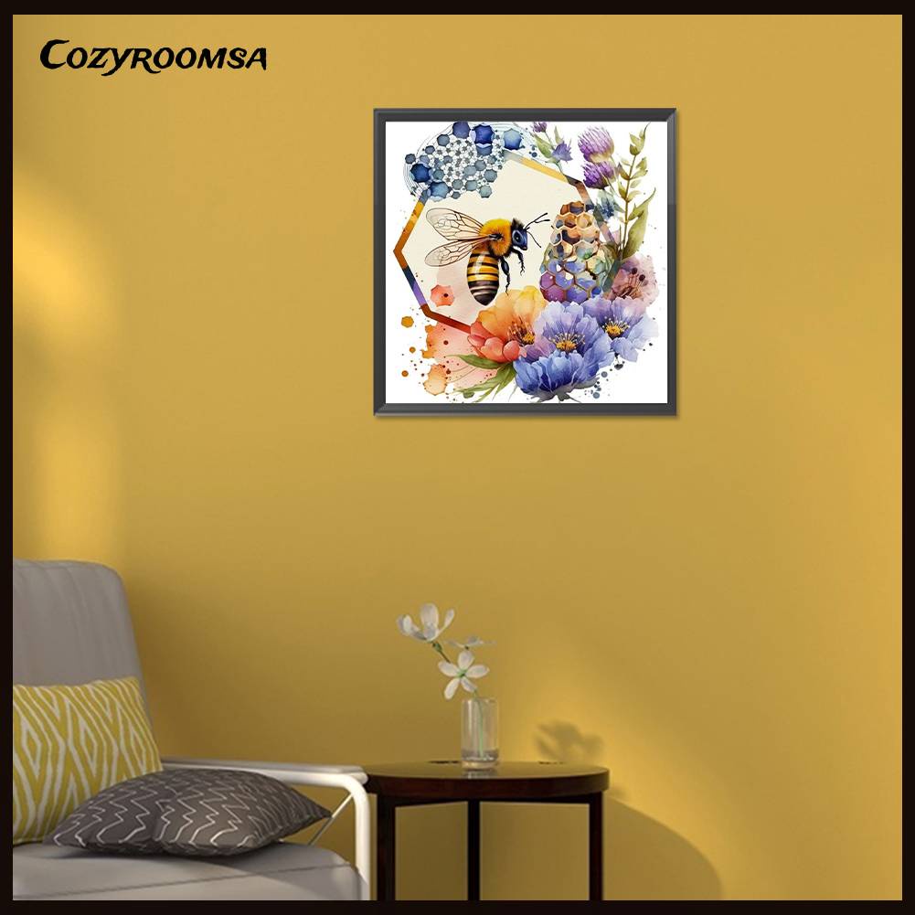 Tranh Đính Đá Kim Cương Toàn Bộ 5D DIY Hình Vẽ Hoa Và Ong