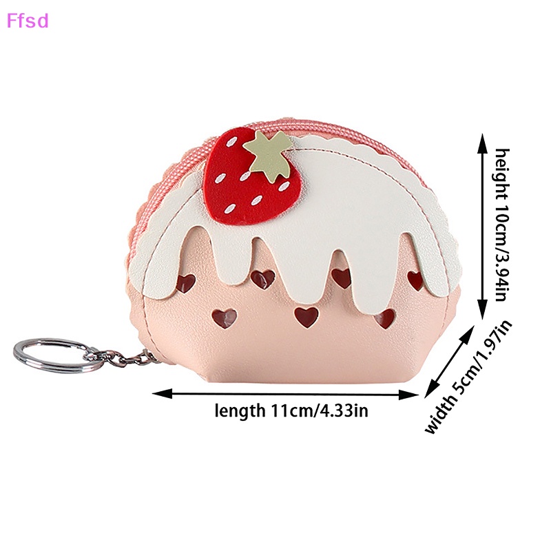 {Ffsd} Ví Nhỏ Đựng Tiền Xu / Thẻ / Kem Dâu Dễ Thương Cho Bé Gái * Bán Chạy