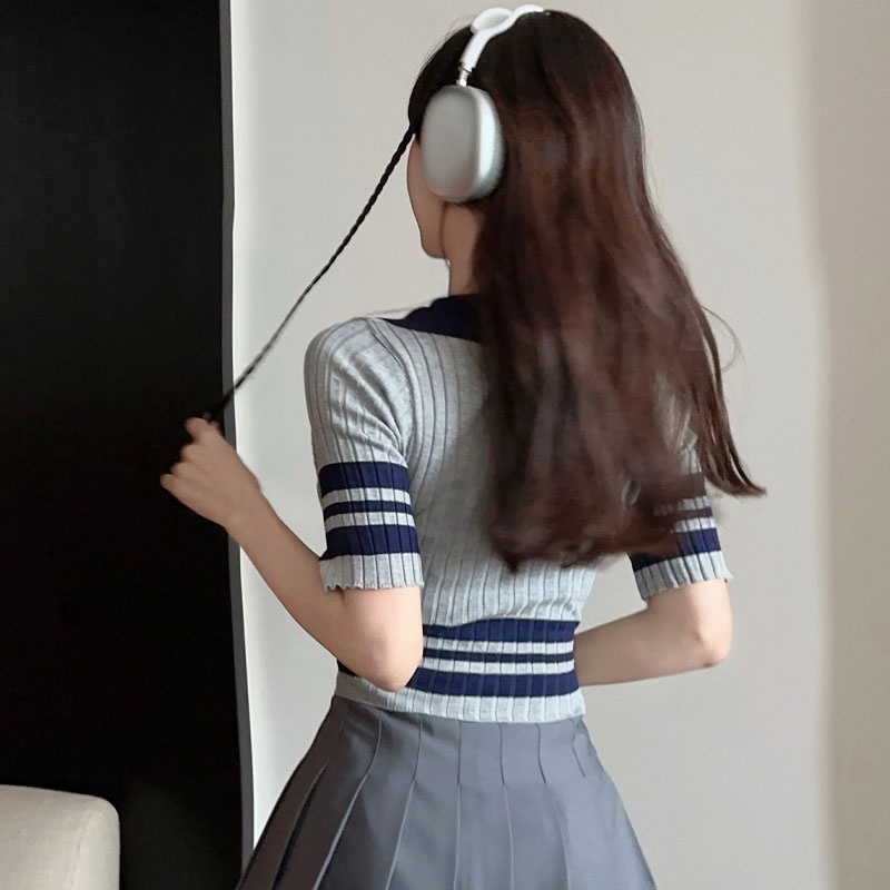 LIVE GREAT Áo polo Ngắn Tay Form Ôm Màu Sắc Thời Trang Mùa Hè Phong Cách Hàn Quốc Cho Nữ