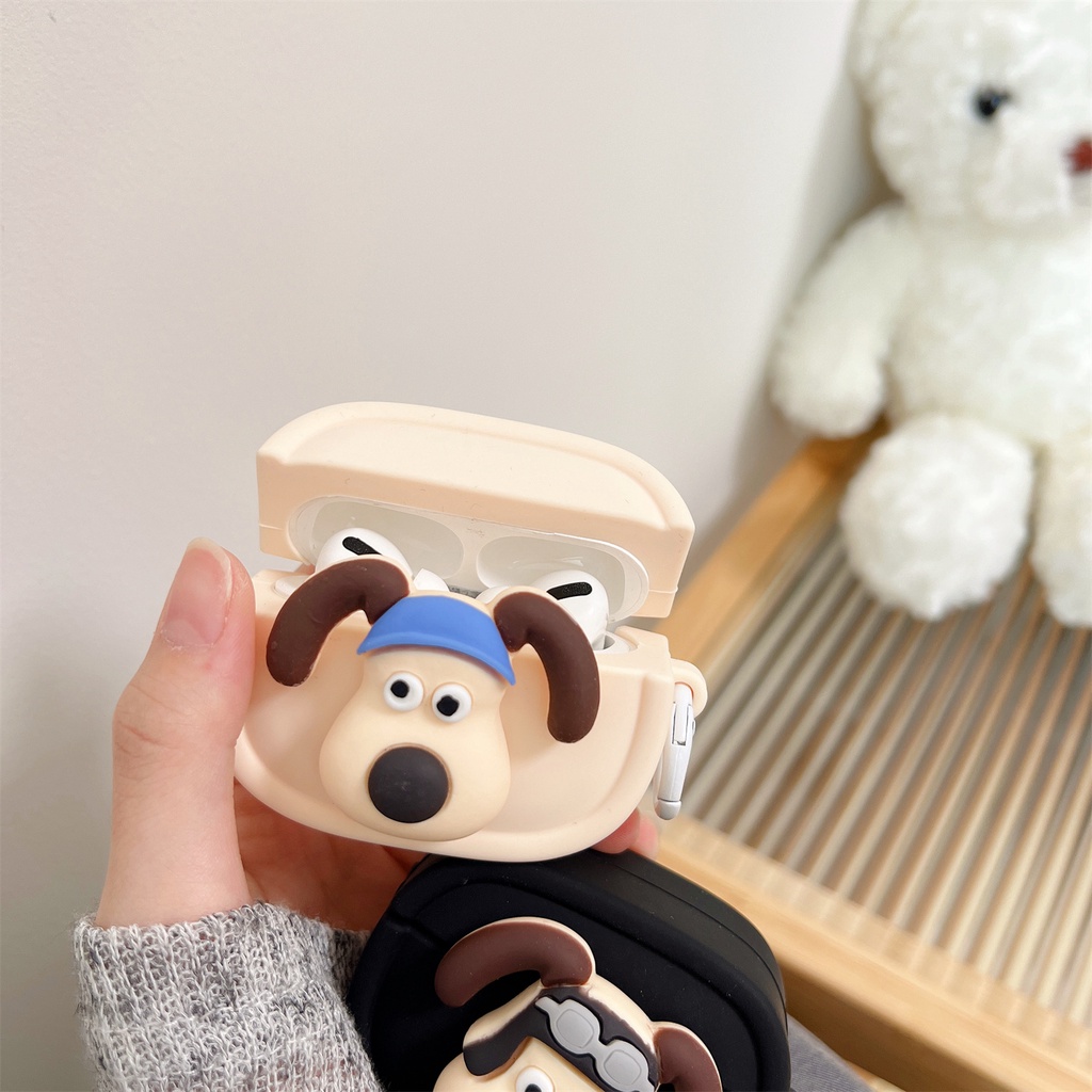 Vỏ Bảo Vệ Hộp Sạc Tai Nghe Bluetooth Không Dây AirPods 1 / 2 / 3 Gen Pro2 2022 Bằng Silicon Hình Wallace Và Gromit 3D Có Móc Treo Tiện Dụng