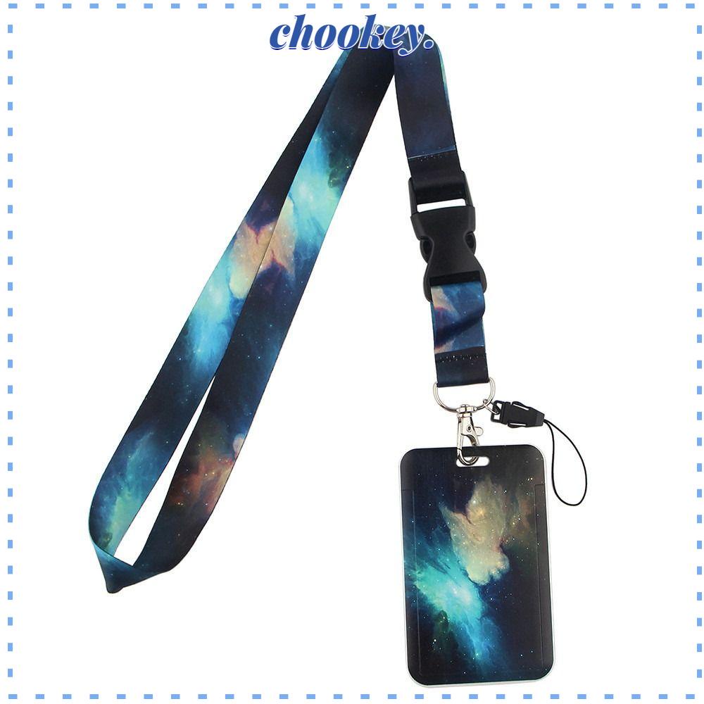 CHOOKEY Giá Đỡ Huy Hiệu ID Có Dây Đeo Cổ Họa Tiết Ngôi Sao Không Gian Quà Tặng Cho Văn Phòng