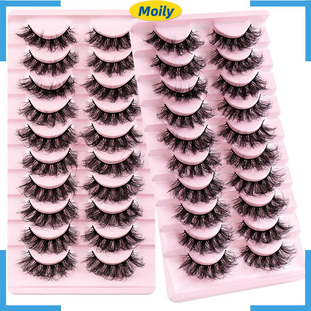 MOILYVN Set 10 Cặp Lông Mi Giả Nhiều Lớp Trang Điểm Tiện Lợi