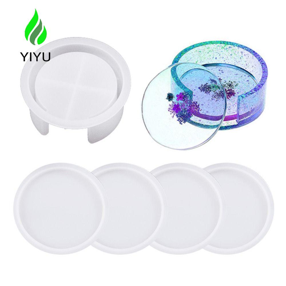 YIYU Khuôn Silicone Hình Tròn / Vuông Làm Đế Lót Ly Trang Trí Nội Thất