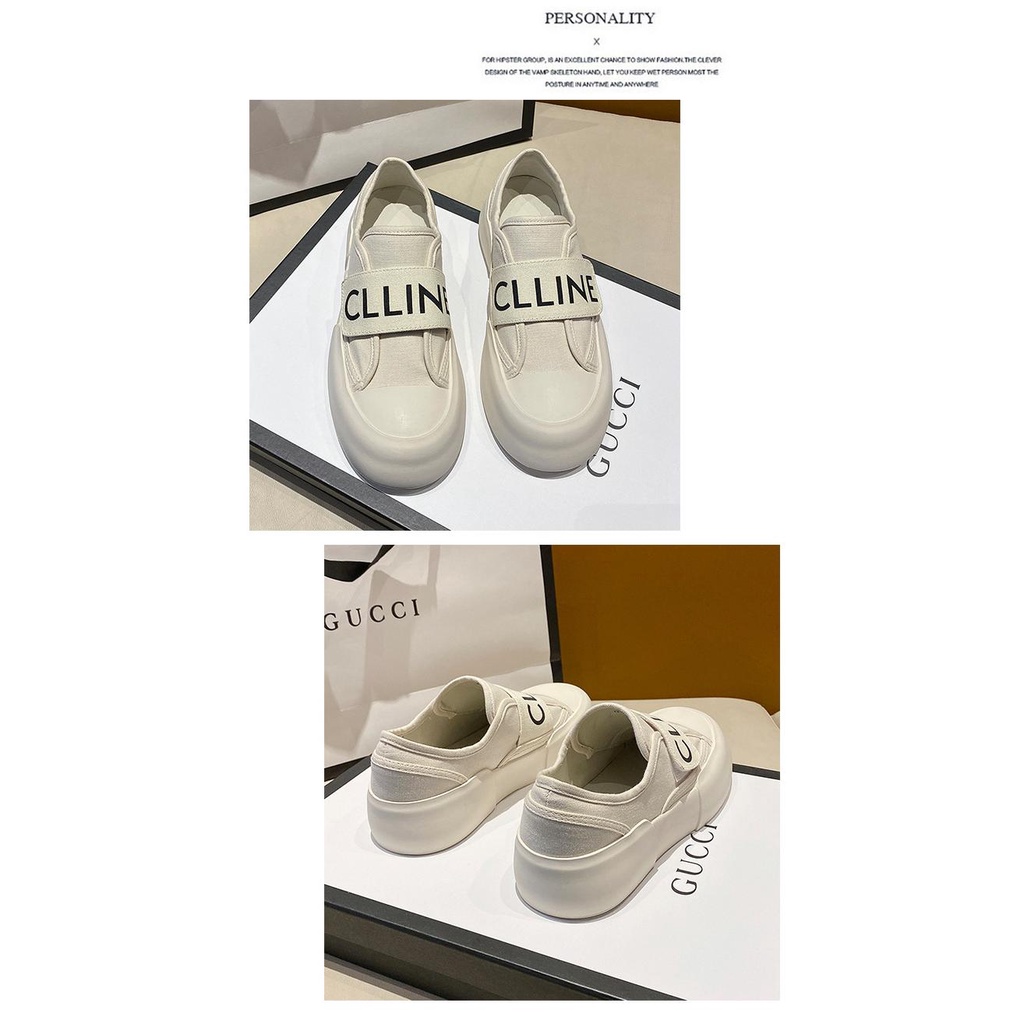 Giày Thể Thao Vải Canvas Đế Dày Mũi Tròn Quai Dán Thời Trang Mùa Xuân 2023 Cho Nữ