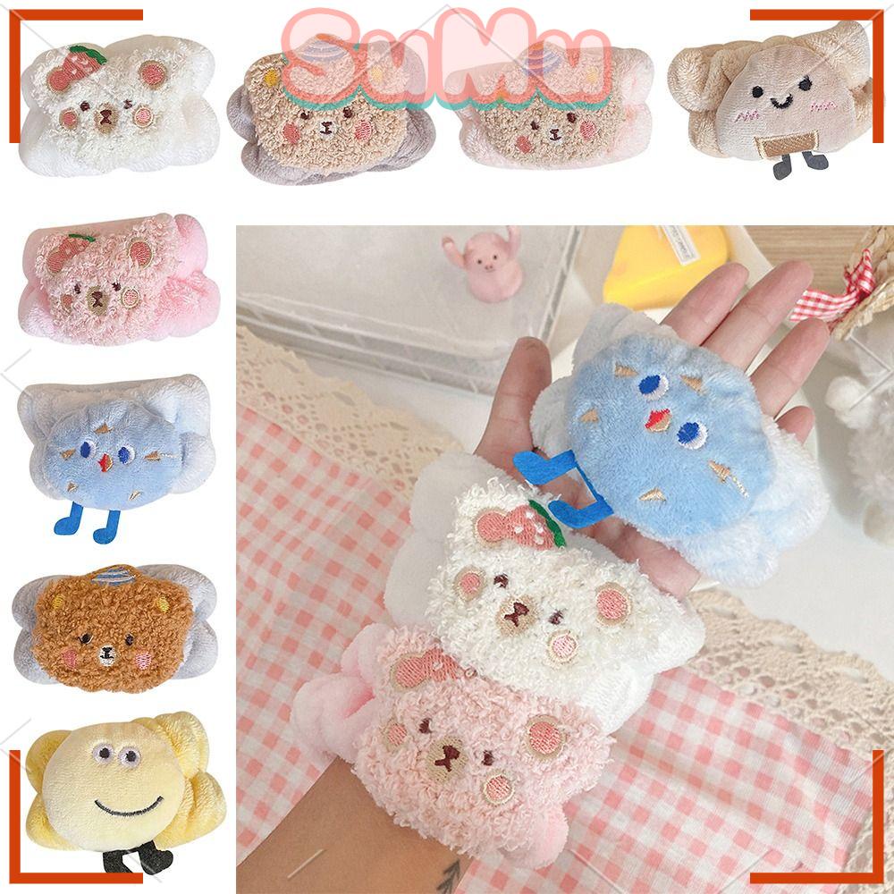 SUMU Set 4 Băng Đeo Cổ Tay Rửa Mặt Thấm Hút Mồ Hôi Bằng Sợi Nhỏ Dễ Thương