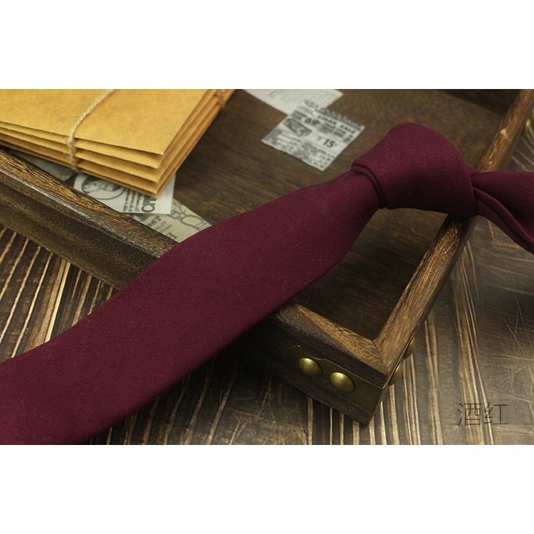 Cà Vạt Bản Hẹp 6CM Màu Trơn Kiểu Hàn Quốc Cá Tính Cho Nam