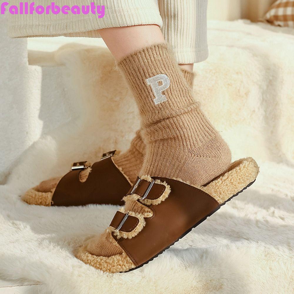 FALLFORBEAUTY Đôi Vớ Len Dài Họa Tiết Chữ Thời Trang Cho Nữ