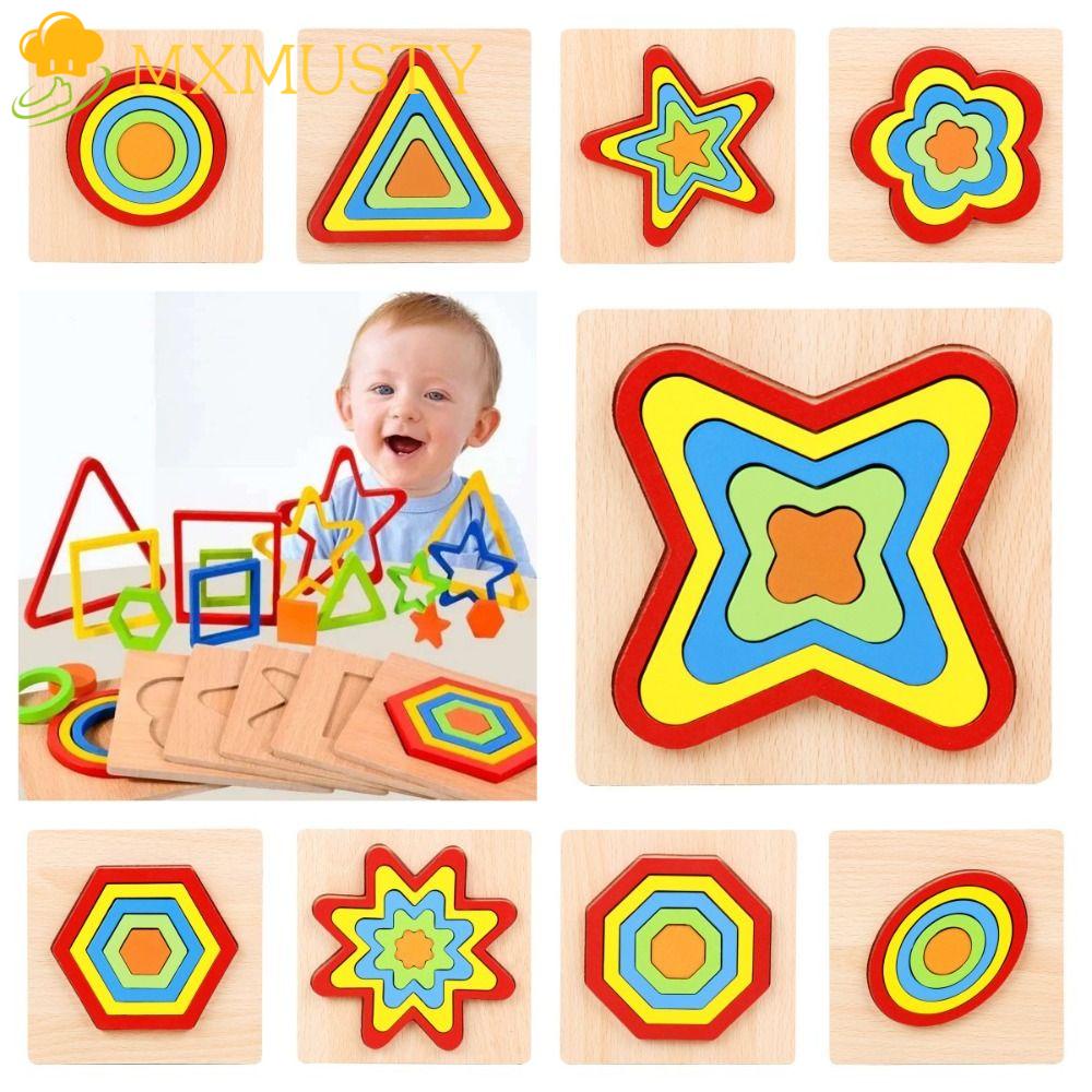 MXMUSTY Đồ chơi trẻ em Xếp Hình Bằng Gỗ Vui Nhộn Cho Bé