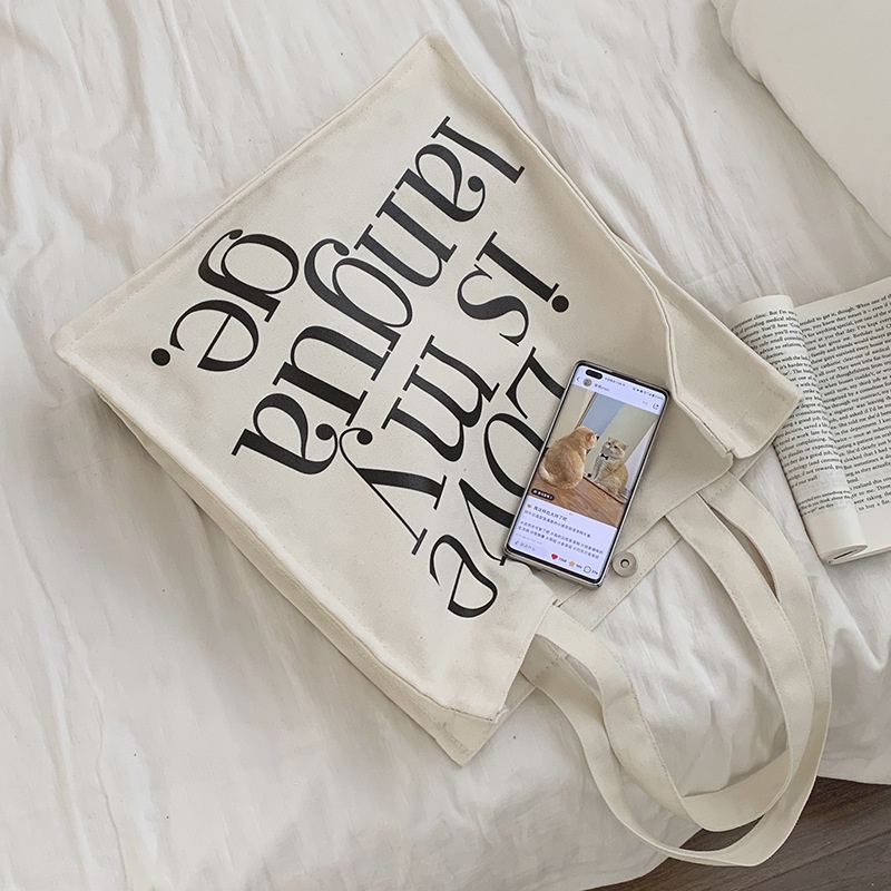 Túi tote Vải Bố In Chữ Mới