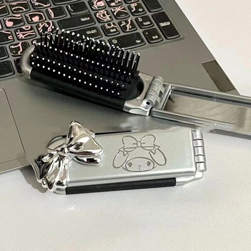 New Cartoon Big Two Dog Portable Folding Air Bag Comb Girl New Cat Portable Makeup Mirror Dual Purpose Mirror Comb Jewelry