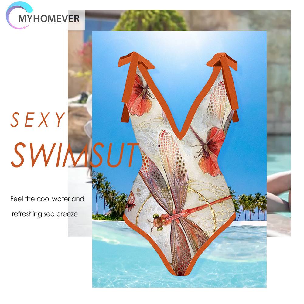 Bikini Một Mảnh Chất Chiffon Hoạ Tiết Hoa Thiết Kế Cột Dây Quyến Rũ