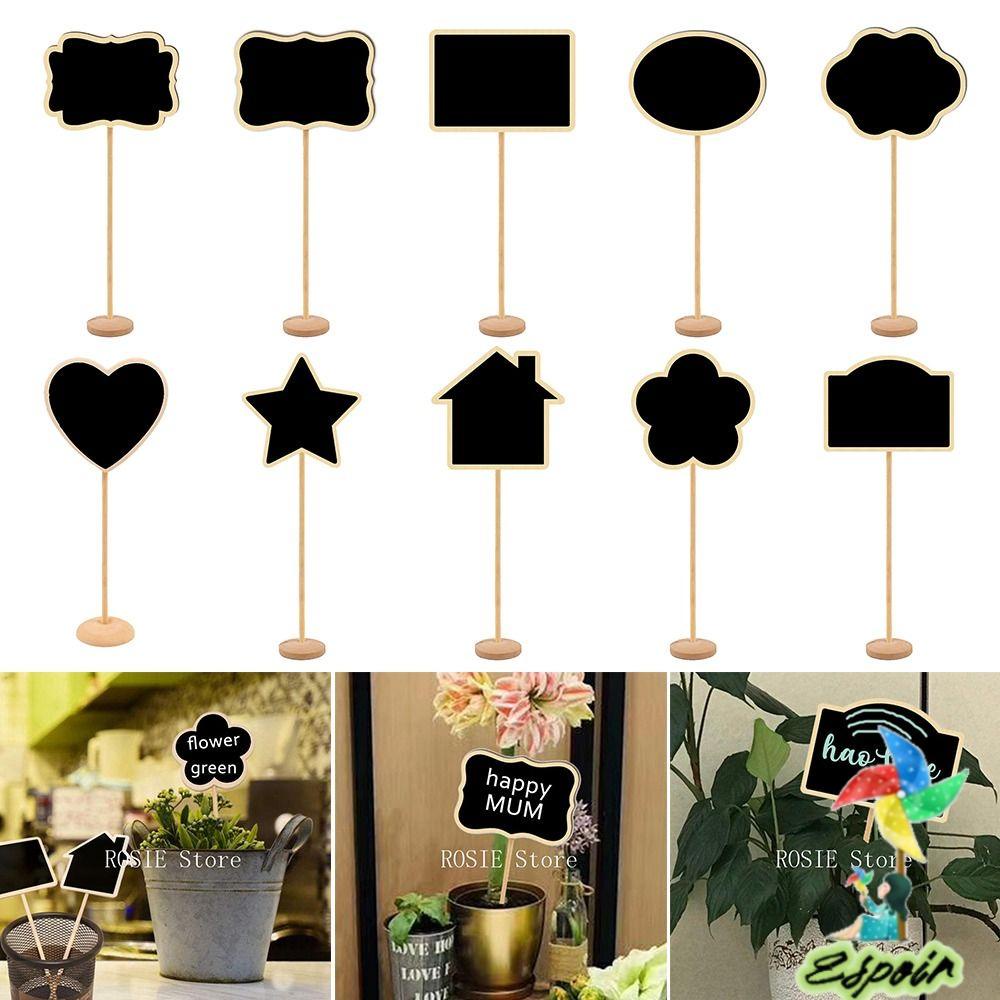 ESPO Set 10 Bảng Đen Viết Phấn Bằng Gỗ Chất Lượng Cao Kèm Đế Gỗ Dành Cho Vườn Nhà