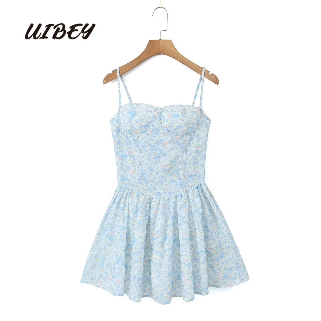Uibey Đầm Eo Cao In Hoa Gợi Cảm 9601