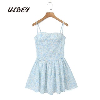 Uibey Đầm Eo Cao In Hoa Gợi Cảm 9601