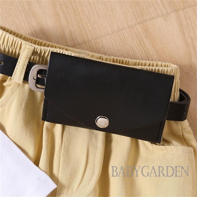 Set Đồ 3 Món Gồm Áo Thun Tay Dài + Quần Dài Lưng Thun + Túi Đeo Chéo Màu Trơn Dành Cho Bé Gái / 1-6 Tuổi