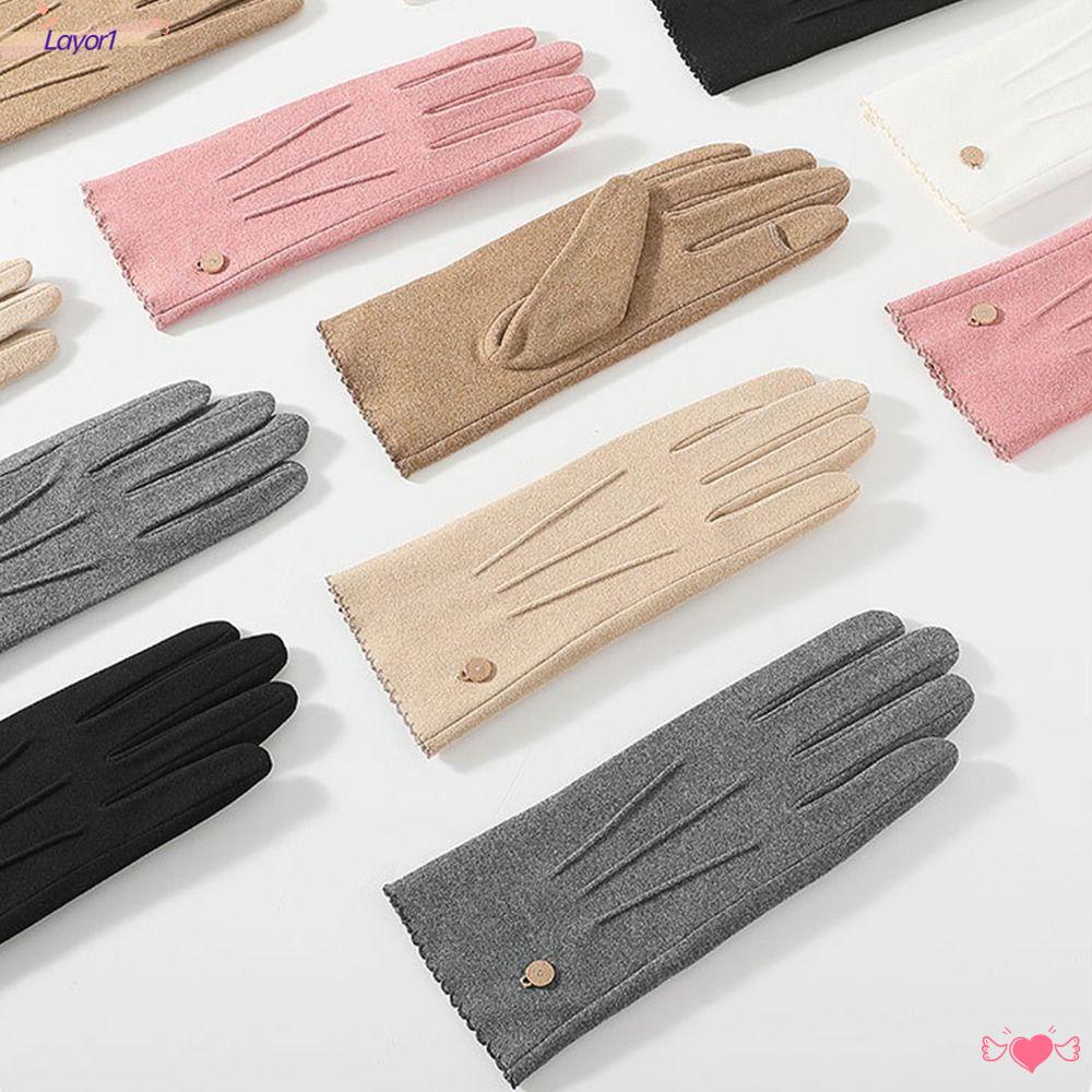LAYOR1 Găng Tay Nhung Giữ Ấm Chống Trượt Cho Nữ