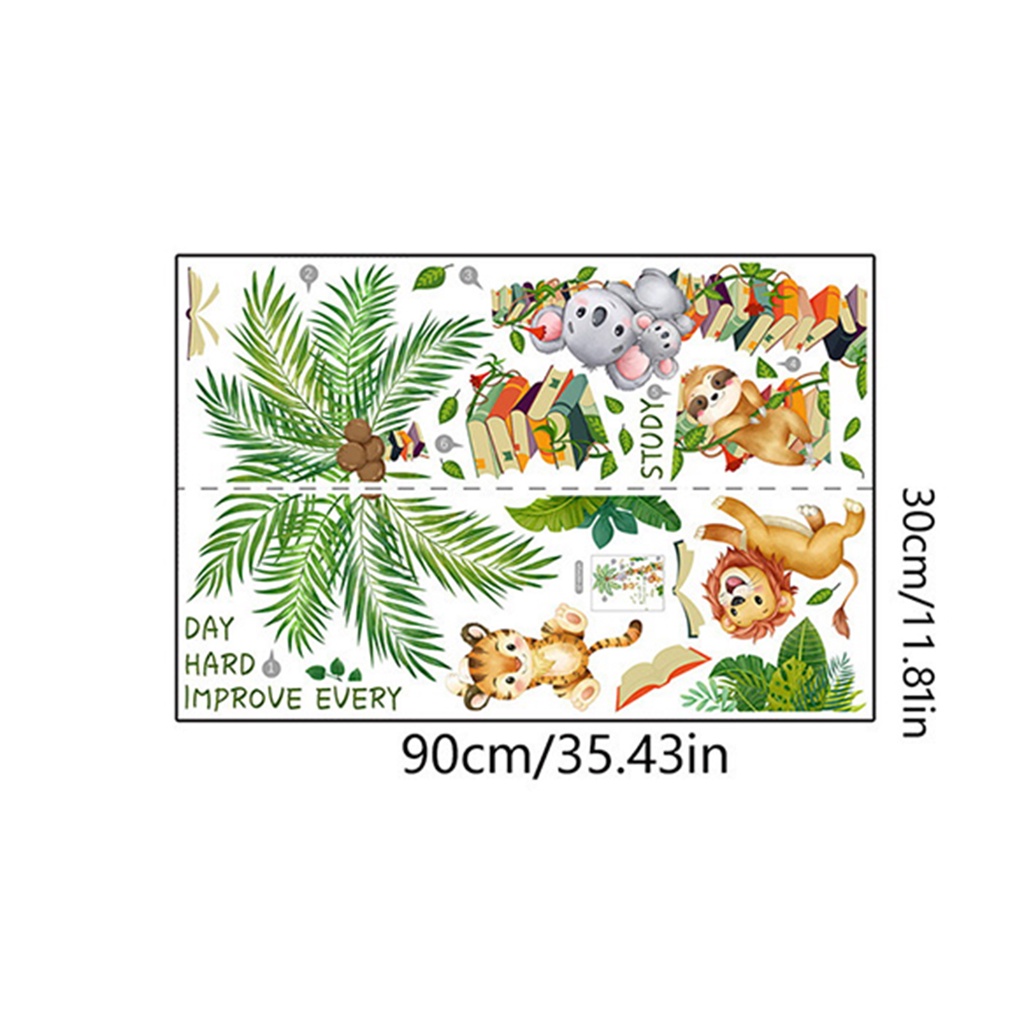 Miếng Dán Tường Bằng PVC Chống Thấm Nước Họa Tiết Hoạt Hình Động Vật Và Cây Dừa Độc Đáo Trang Trí Nhà Cửa