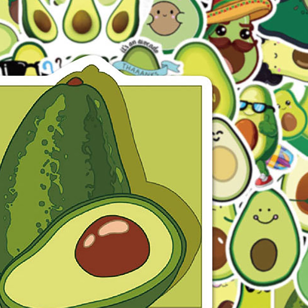 Set 50 Miếng Dán PVC Họa Tiết Trái Cây Hoạt Hình Vui Nhộn Trang Trí Vali / Máy Tính