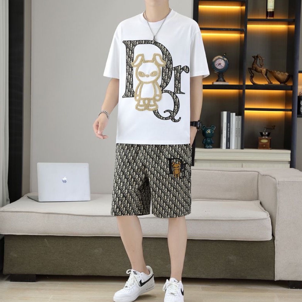 Set Áo Thun Tay Ngắn Và Quần Short Thời Trang Mùa Hè 2023 Mới Phong Cách Châu Âu Cho Nam
