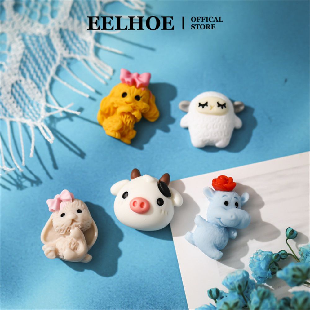 Eelhoe 1 cái Phụ kiện móng tay bằng nhựa Màu sắc hoạt hình Thỏ dễ thương Thịt cừu dễ thương Lợn con Chó nhỏ Trang trí móng tay ba chiều 5 tùy chọn có sẵn