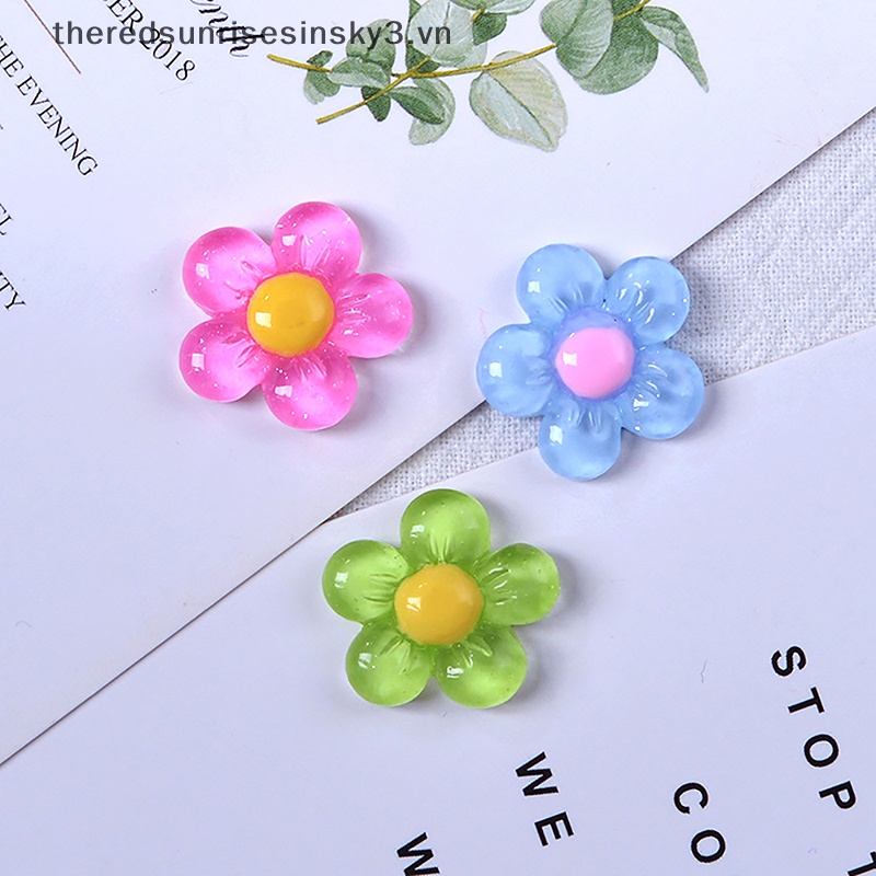 Bộ 20 Bông Hoa Nhựa Resin Trang Trí Sổ Tay Thủ Công