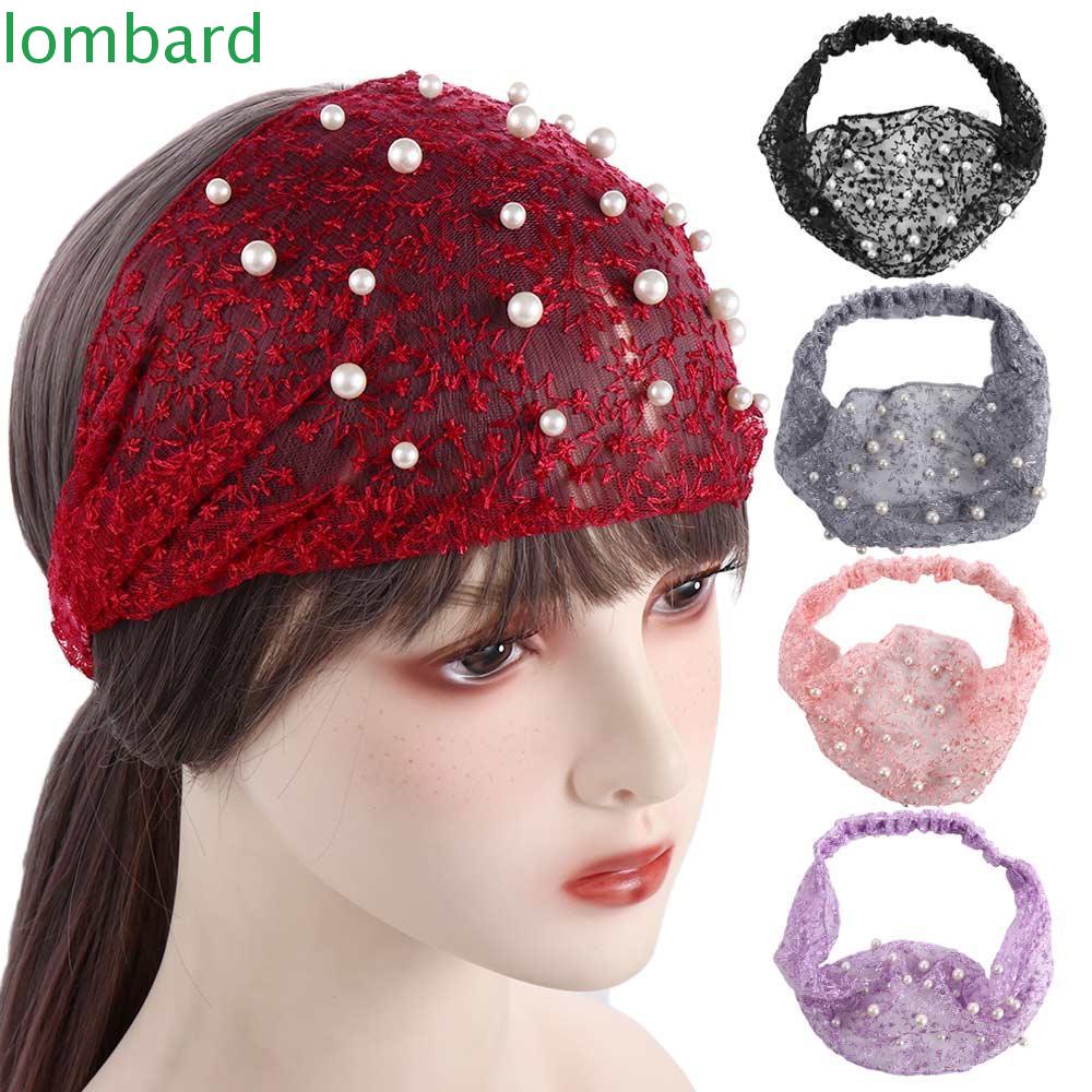 LOMBARD Băng Đô Cài Tóc Bản Rộng Họa Tiết Hoa Thời Trang Phong Cách Hàn Quốc