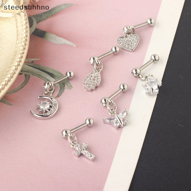 Khuyên Tai Helix Dạng Vòng Xoắn Đính Đá Zircon Pierc hhno