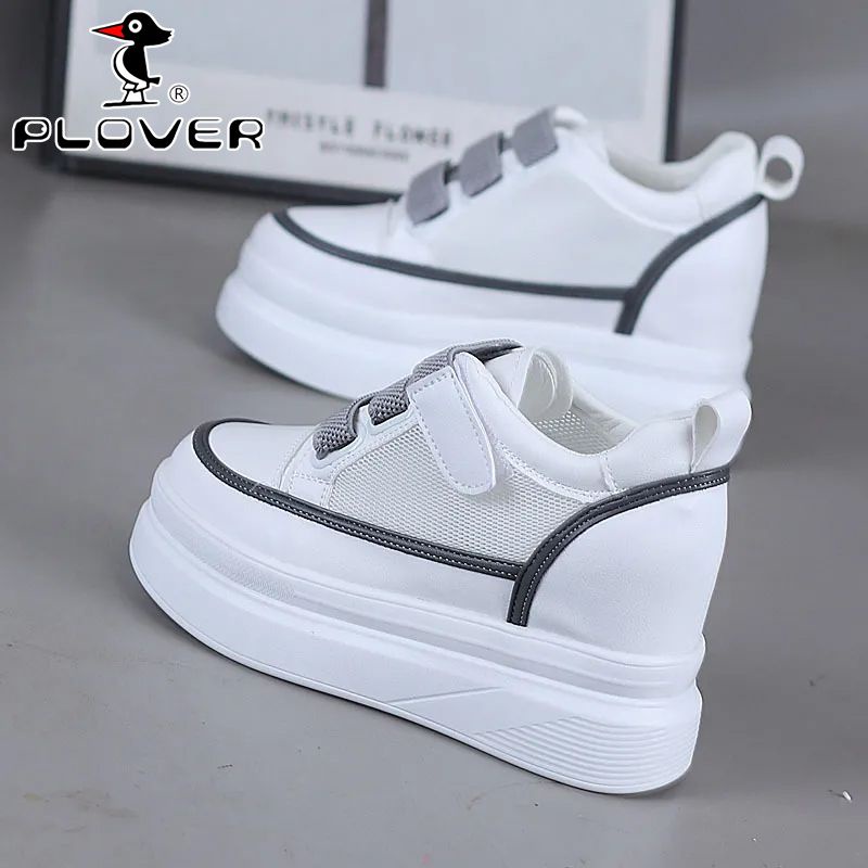 Giày Thể Thao Đế Dày 8cm Tăng Chiều Cao Phối Lưới Khóa Dán Thời Trang Cho Nữ