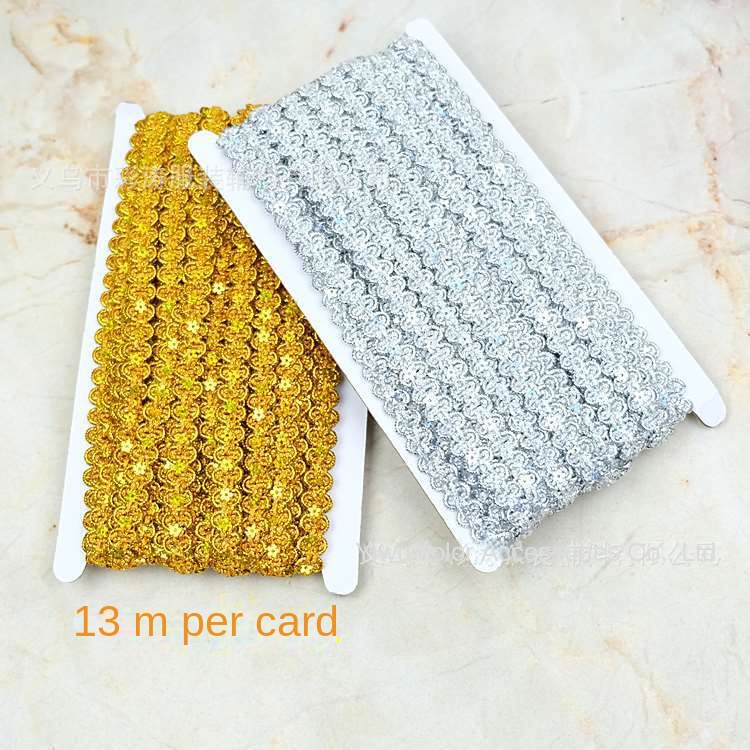 Dải Dây Ren Xoắn Đính Kim Sa 1.2cm Trang Trí Viền Quần Áo