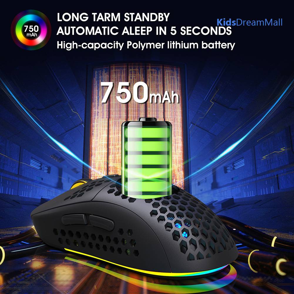 Chuột Chơi Game Bluetooth Không Dây HXSJ T90 2.4G Có Đèn Nền RGB