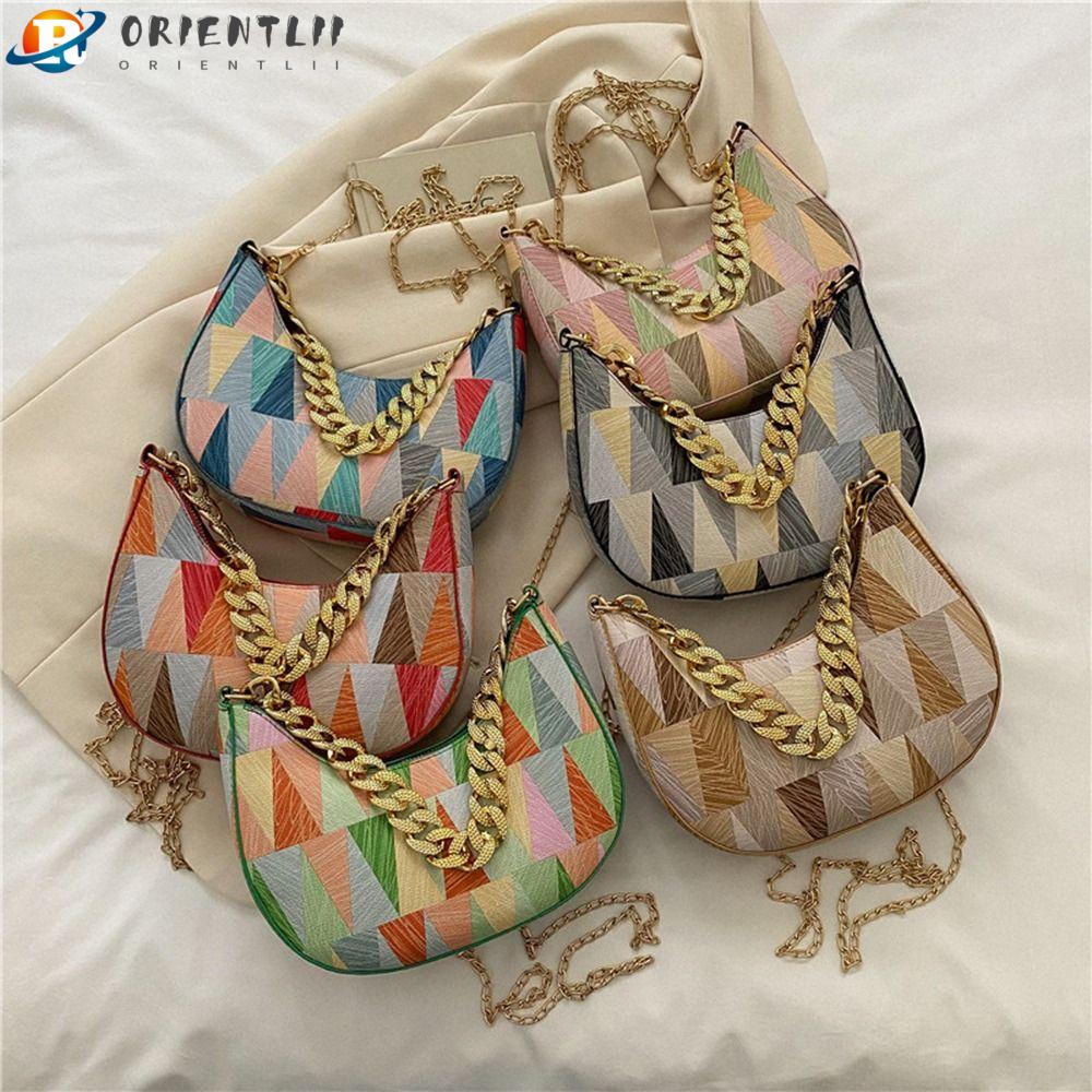 ORIENTLII Túi Đeo Vai / Kẹp Nách Mini Siêu Nhẹ Màu Sắc Tương Phản Thời Trang Cho Nữ