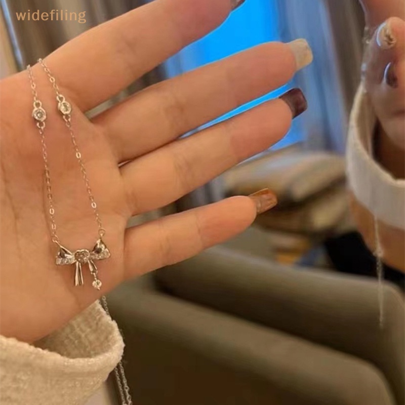 Dây Chuyền Mặt Hình Nơ Đính Đá Zircon Hồng Trái Tim Thời Trang Cho Nữ