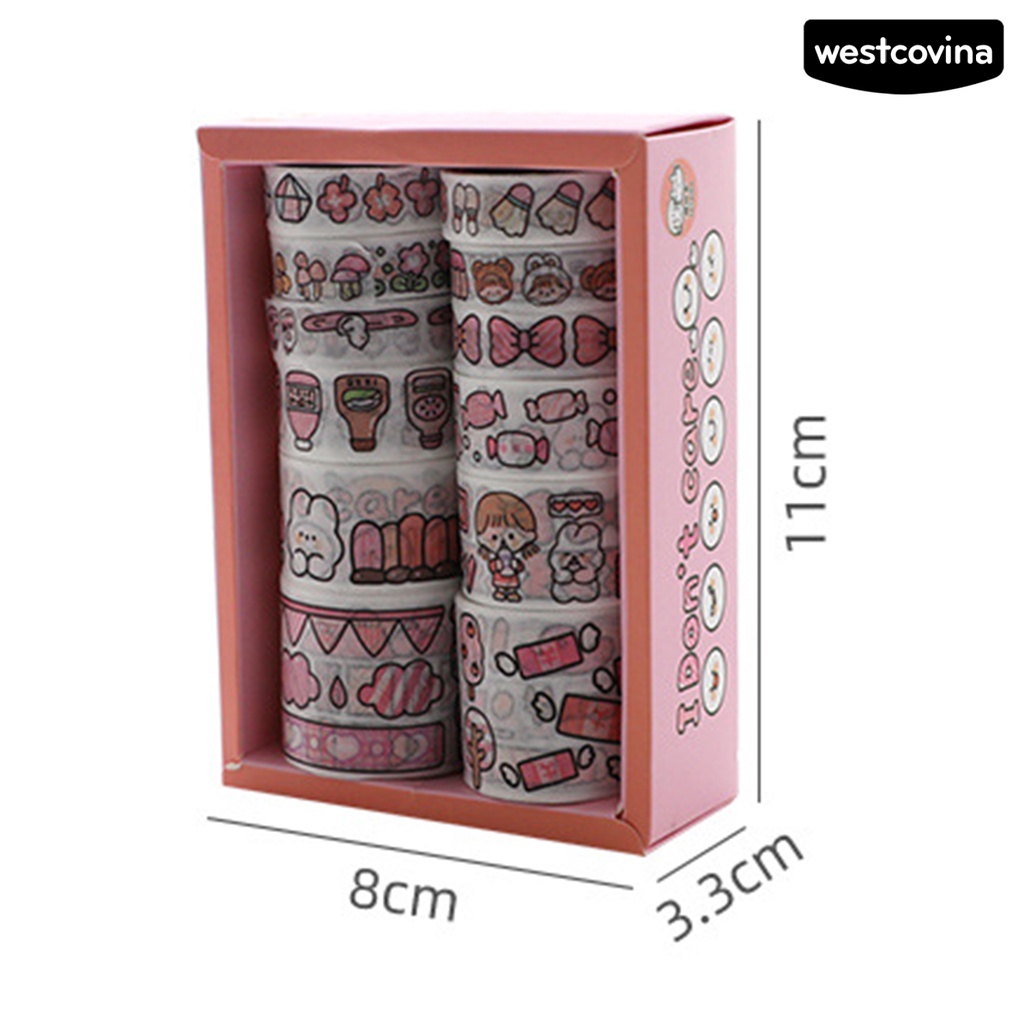 [WSTN]✎1 Bộ Băng Keo Giấy Washi Tự Dính Họa Tiết Hoạt Hình Dễ Thương DIY