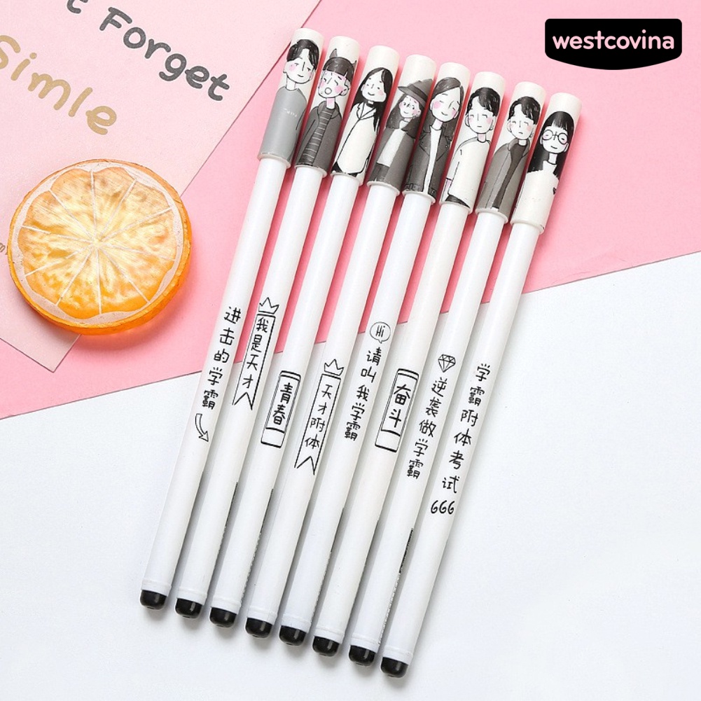 [WSTN]✎Bút Mực Đen Ngòi 0.5mm In Họa Tiết Hoạt Hình Vui Nhộn