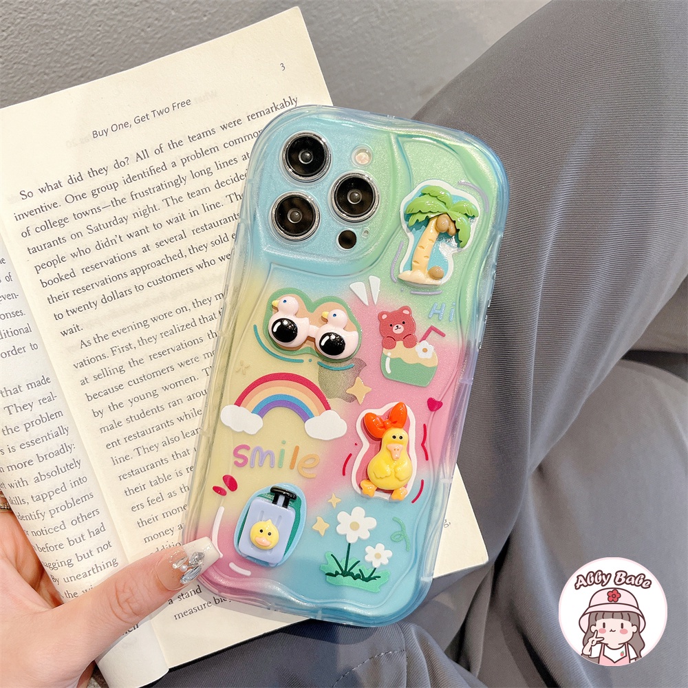 Ốp Điện Thoại TPU Mềm Trong Suốt Họa Tiết Cây Dừa / Bãi Biển 3D Chống Bẩn Cho IPhone 14 Pro Max 12 11 Pro Max X XS XR 7Plus