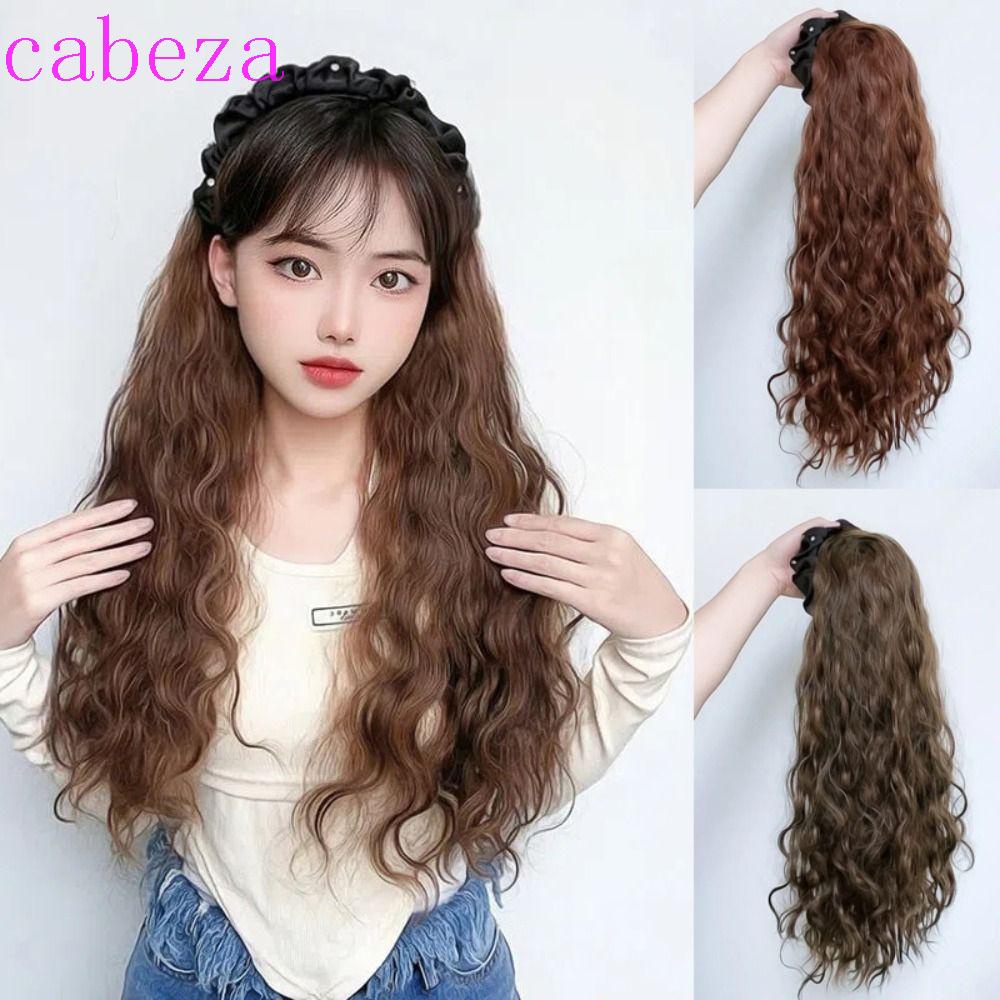 CABEZA Băng Đô Cài Tóc Giả Xếp Ly Bằng Sợi Tổng Hợp Màu Đen Thời Trang Dành Cho Nữ