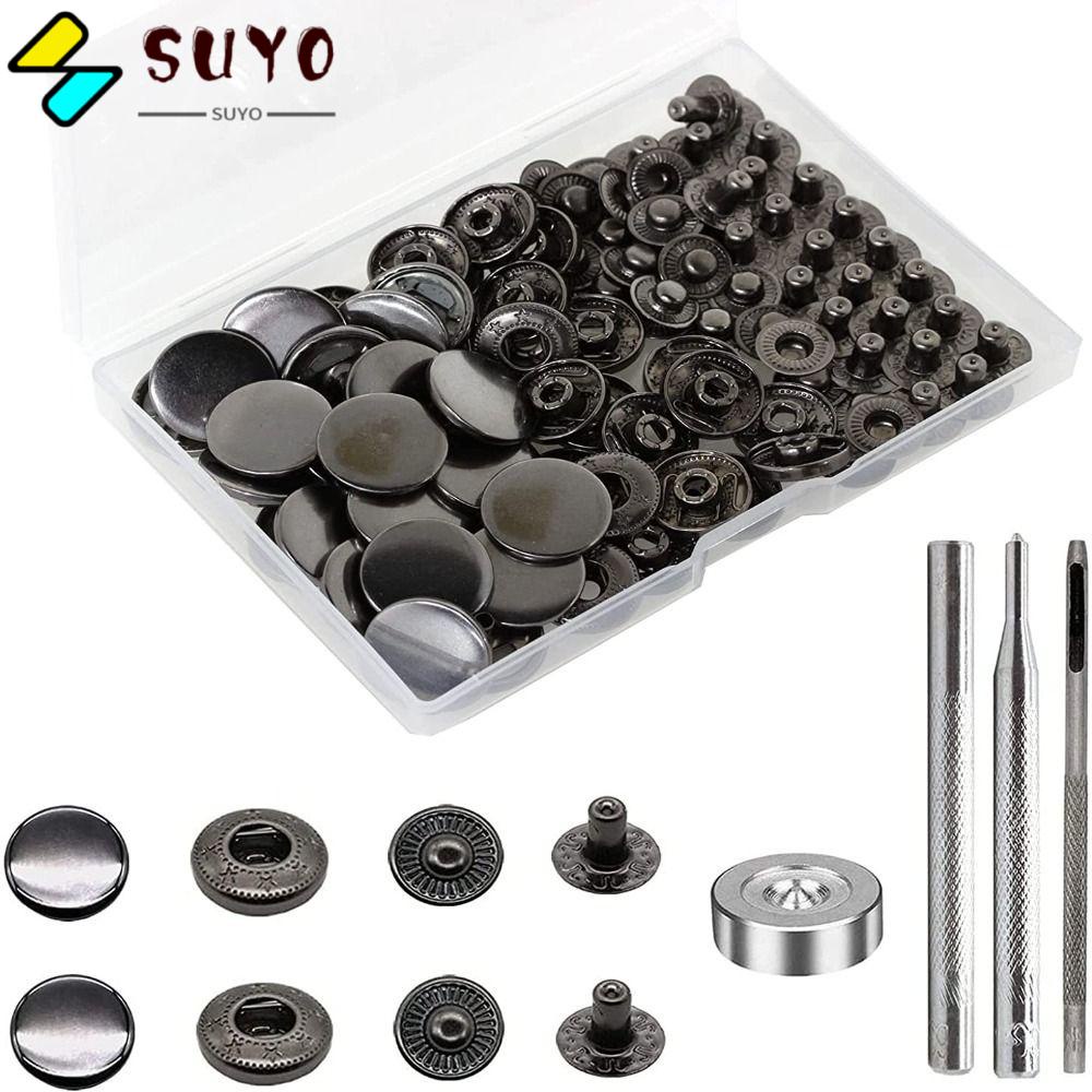 SUYO Bộ 4 Chốt Cài Bằng Đồng Thau Màu Đen / Bạc Chuyên Dụng Cho May Vá