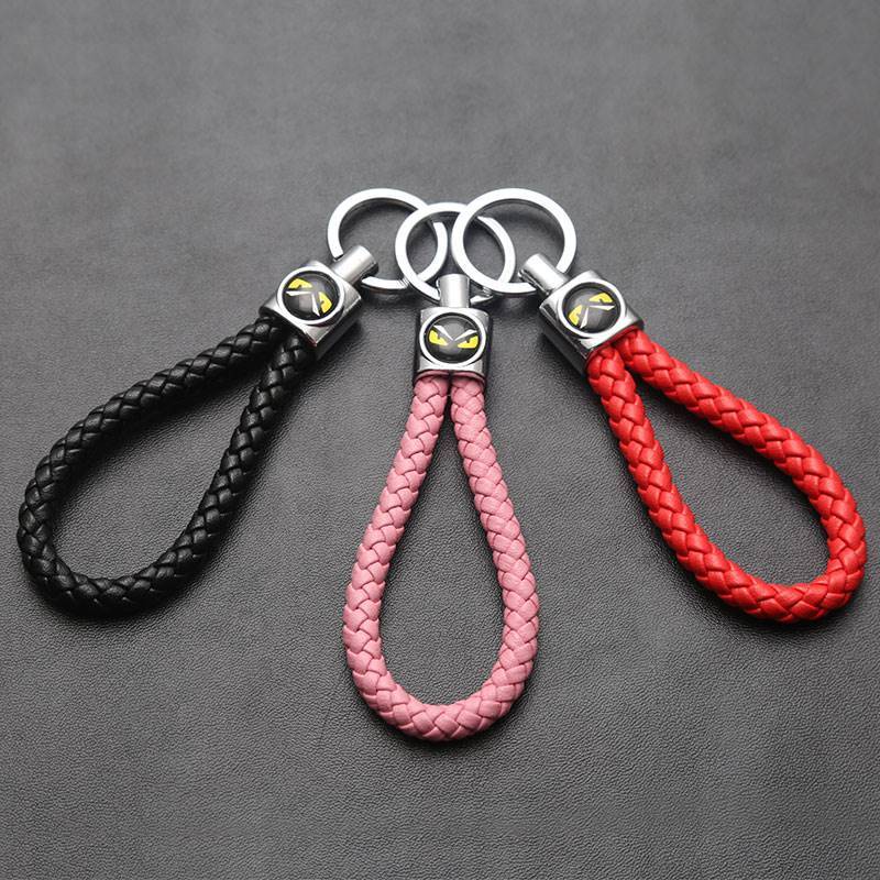 Móc Khóa Dây Da PU Bện Thời Trang Nam Nữ DIY