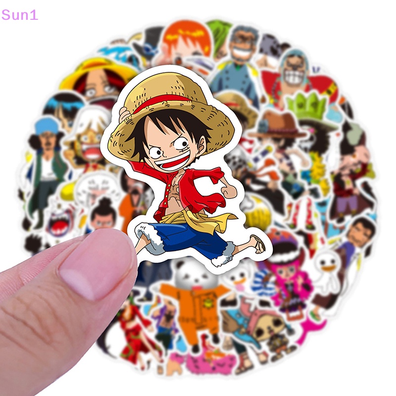 Bộ 48 / 50 / 60 Sticker Dán Trang Trí Điện Thoại / Máy Tính / Ván Trượt Họa Tiết Hoạt Hình Luffy Dễ Thương