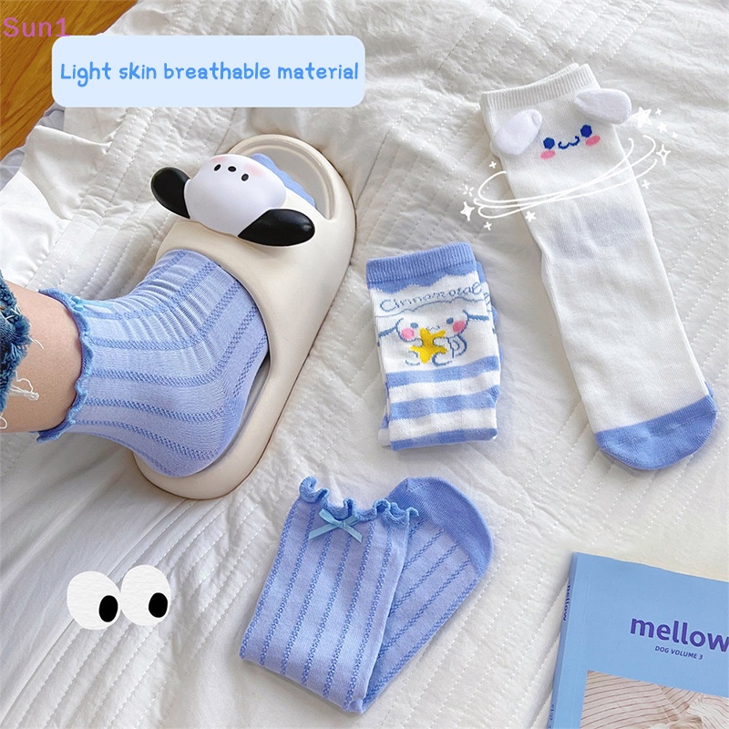Sun1 > Vớ Cotton Cổ Vừa Thoáng Khí Họa Tiết Hoạt Hình Cinnamoroll Nhật Bản Đáng Yêu Dành Cho Bé Gái