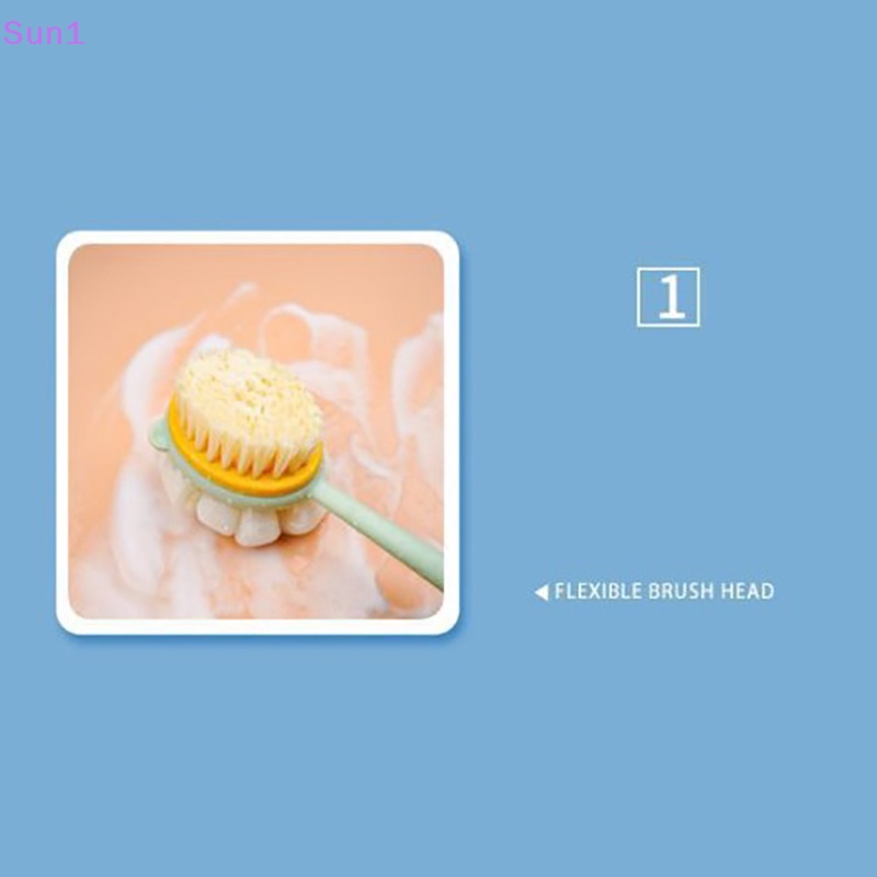 Bàn Chải Tắm 2 Trong 1 Hai Mặt Lông Mềm Cán Dài Chà Lưng