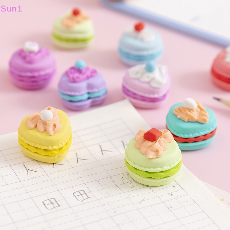 Set 6 Gôm Tẩy Hình Bánh Macaron Dễ Thương Dành Cho Học Sinh
