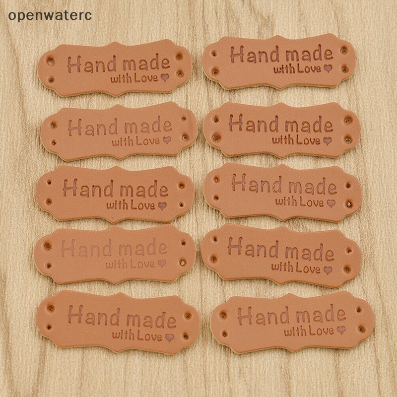 Set 50 Thẻ Da PU In Chữ Handmade With Love Dùng Để May Vá DIY