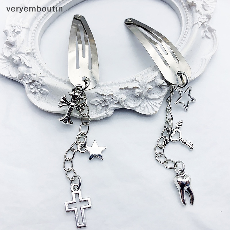 Kẹp Tóc Hình Thánh Giá Bằng Kim Loại Phong Cách Punk Hiphop Y2K 2023 n